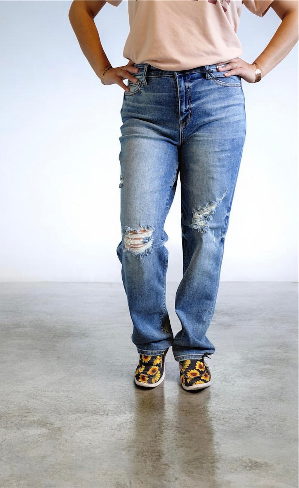 Women's High Waisted Dad Straight Jean
