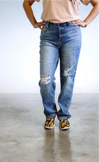 Women's High Waisted Dad Straight Jean