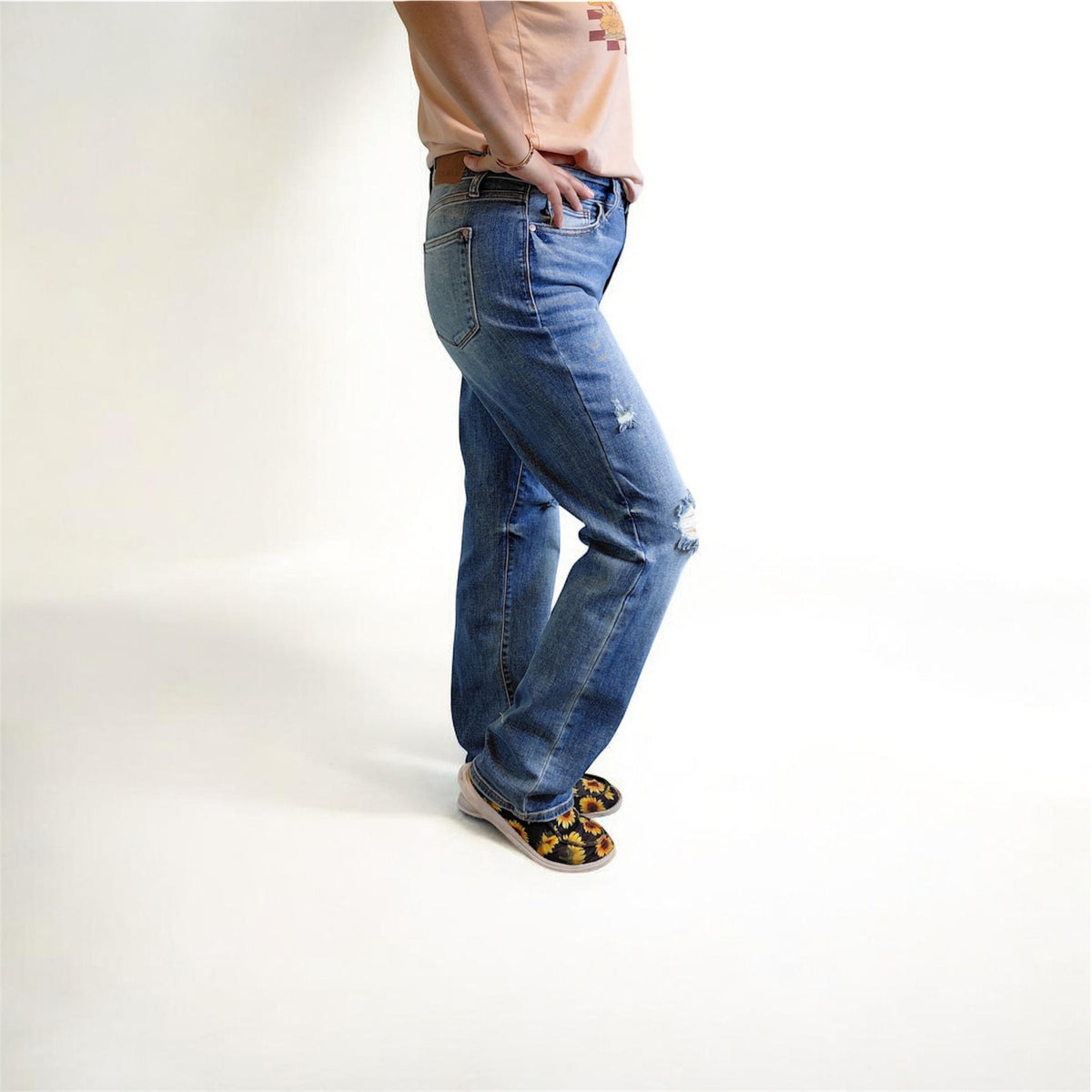 Women's High Waisted Dad Straight Jean